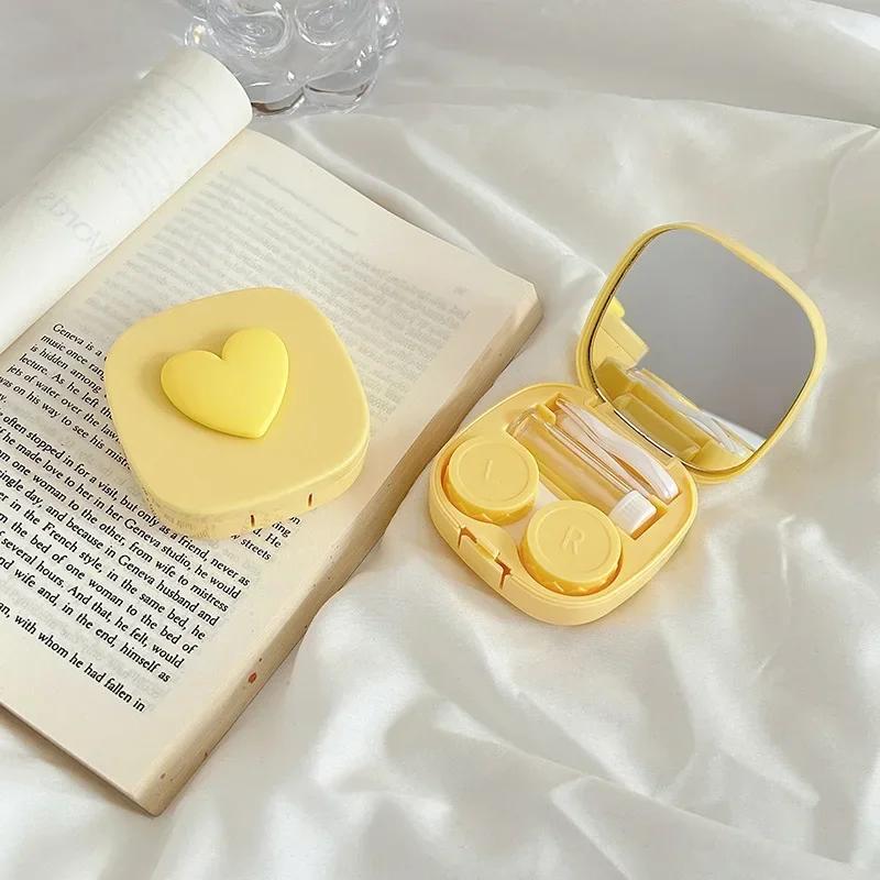 Heart Contact Lens Case with Mirror Mini Lovely Eyes Care Contact Lenses Container Box Travel Kits Eyewear Accessories Organizer