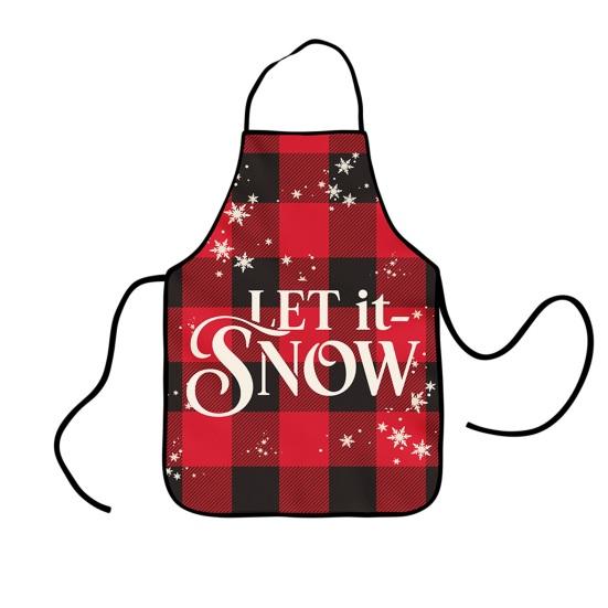 Christmas Apron Festive Holiday Print Apron with Pocket for Cooking Serving Adjustable Neck Strap Kitchen Apron for Cooking Gardening Server Waitress