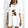 Oversized T-Shirt Black Teddy Bear In Coffee Cup Print For Casual Wear