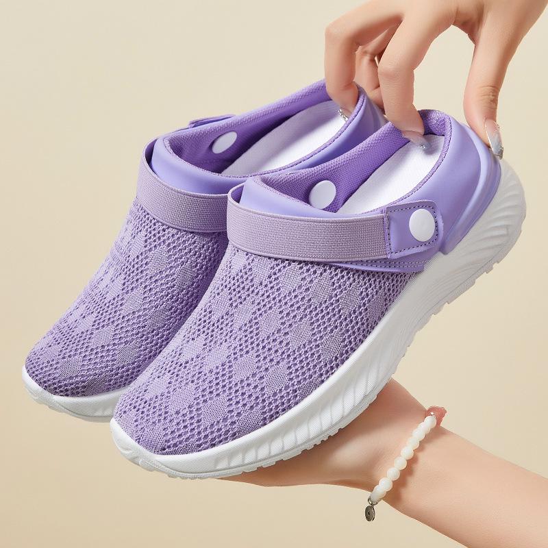 Women's Flyknit Breathable Closed-Toe Casual Mesh Slippers