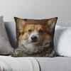 Royal Princess Corgi Animal Pillowcase Polyester Linen Velvet Printed Zip Decorative Room Cushion Cover
