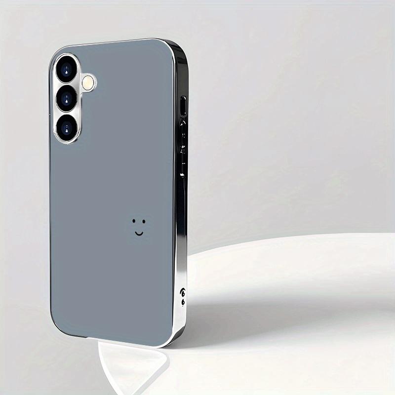 Ultra simple wind power silver plated glass phone case suitable for Samsung GalaxyS26 S25 S24 S22 S21 S20FE Ultra Plus anti drop