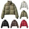 Winter Warm Down Coat Thickened Padded Jacket High Collar Windproof Long Sleeves Daily Outwear with Pockets Heat Retention Cotton