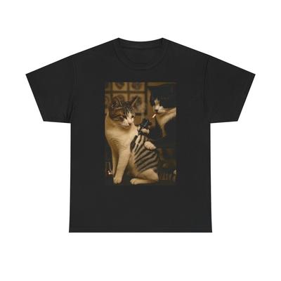 T-shirt z kotem Zabawna grafika Unisex Bawełna Heavy Tee NOWY T-shirt Unisex