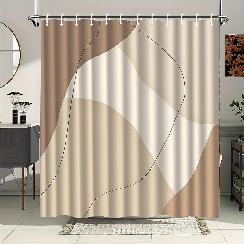 Luxe Moderne Abstracte Waterdichte Douchegordijn Neutraal Beige Badkamer Decoratie Gordijn voor Grote Douche 180x200cm Wandtapijt Ontwerp
