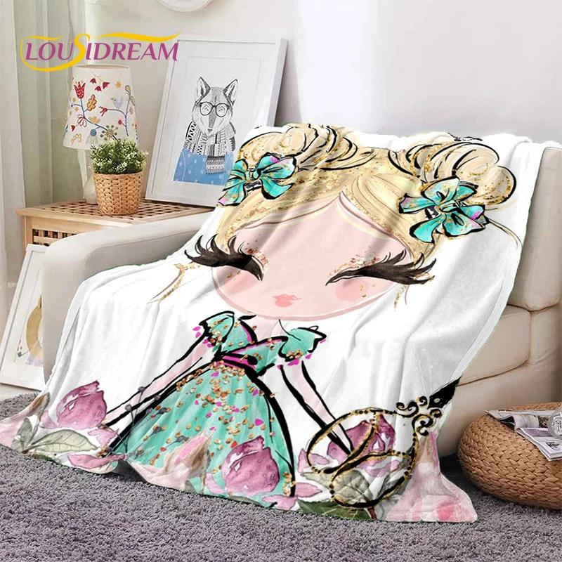 Cute Ballet Girl Ballerina Fairy Cartoon Soft Flannel Blanket for Bed Bedroom Sofa Picnic,Throw Blanket for Outdoor Leisure Gift