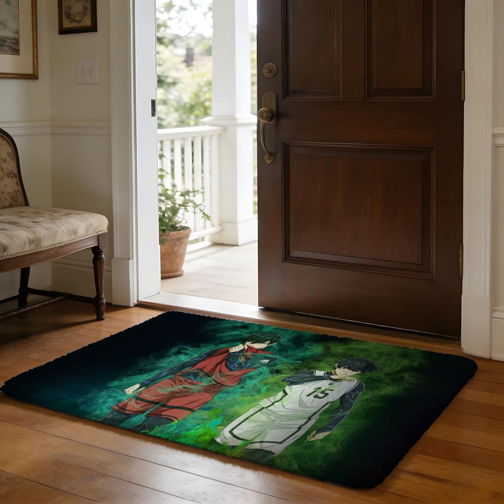 Anime BBlue Lock Fußball Bodenmatte Weiche Flanell-Absorbierende Matte Rutschfester Teppich Zuhause Schlafzimmer Badezimmer