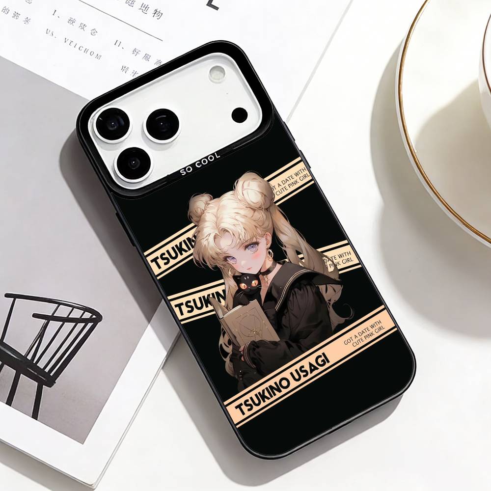 

Чехол для телефона S-Sailor M-Moon Для iPhone 17, 16, 15, 14, 13, 12, Pro Max Черного цвета Серебристое покрытие Внутренняя крышка iPhone11PROMAX
