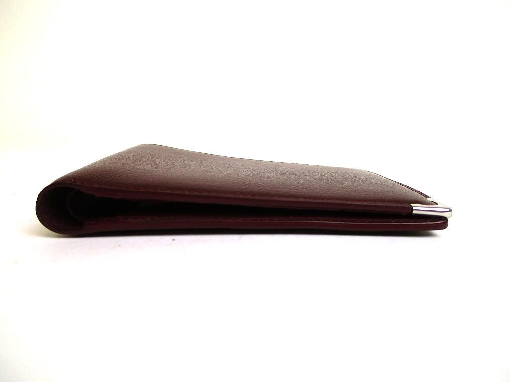 Authentische Cartier Must de Cartier Bordeaux Leder Bifold Geldbörse #b133 Geöffnete Schachtel