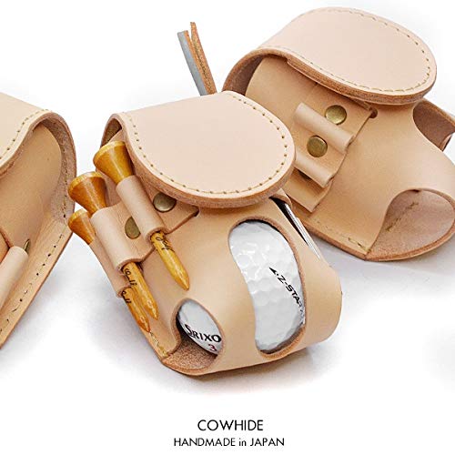[SIDE7] Golf Ball Holder, Golf Ball Case, Ball Case, Tee Case, Tee Storage Holder, Golf, Men's and Women's, Genuine Leather, Made in Japan (Natural)