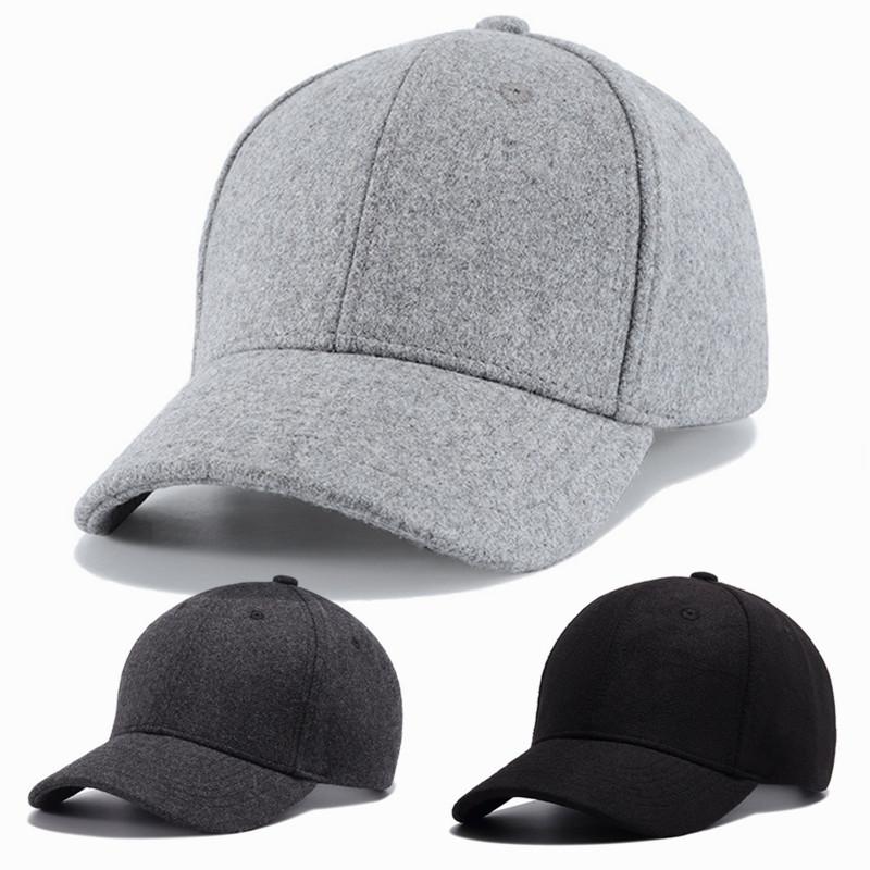 Autumn Winter Warm Wool Blend Baseball Cap, Thickened Fleece Lined, Unisex Cold Weather Casual Sports Hat