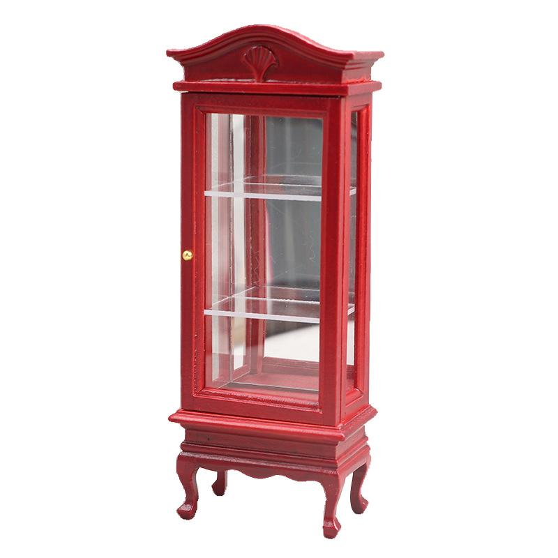 

1:12 кукольных домиков имитация деревянного шкафа витрина модель кукольного домика миниатюрный книжный шкаф мебель декор кукольный домик игрушка красный