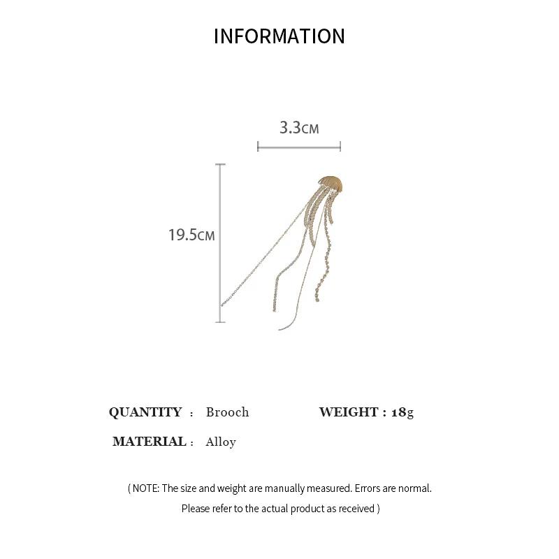 Exquisite Jellyfish Brooch Men's Fashion Suit Pin Shiny Rhinestone Pearls Long Tassel Brooches for Women Dress Party Accessories