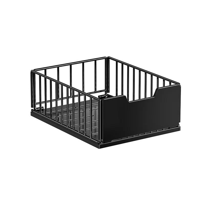 2pcs Pull-Out Under-Sink Storage Basket Foldable Sliding Drawer Organizer for Kitchen Cabinet Pantry Bathroom Accessories