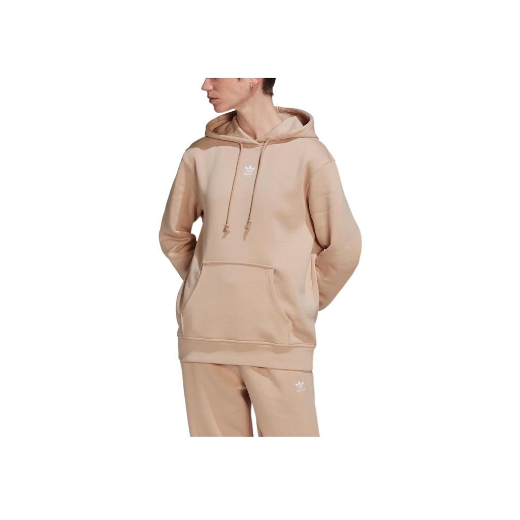 adidas Originals Trefoil Logo Print Drawstring Hooded Long Sleeve Sweatshirt Women Sweatshirt Khaki HJ7859
