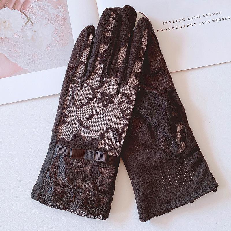 Women's Summer Ice Silk Lace UV Protection Gloves - Non-slip, Breathable, Cool for Electric Bike Driving