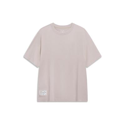 Li Ning Sports Lifestyle Series Solid Color Round Neck Short Sleeve T-Shirt Men Tops Goat-Gray AHST187-9