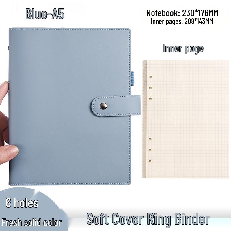 Minimalist A6 Soft Leather Ring Binder Planner Notebook