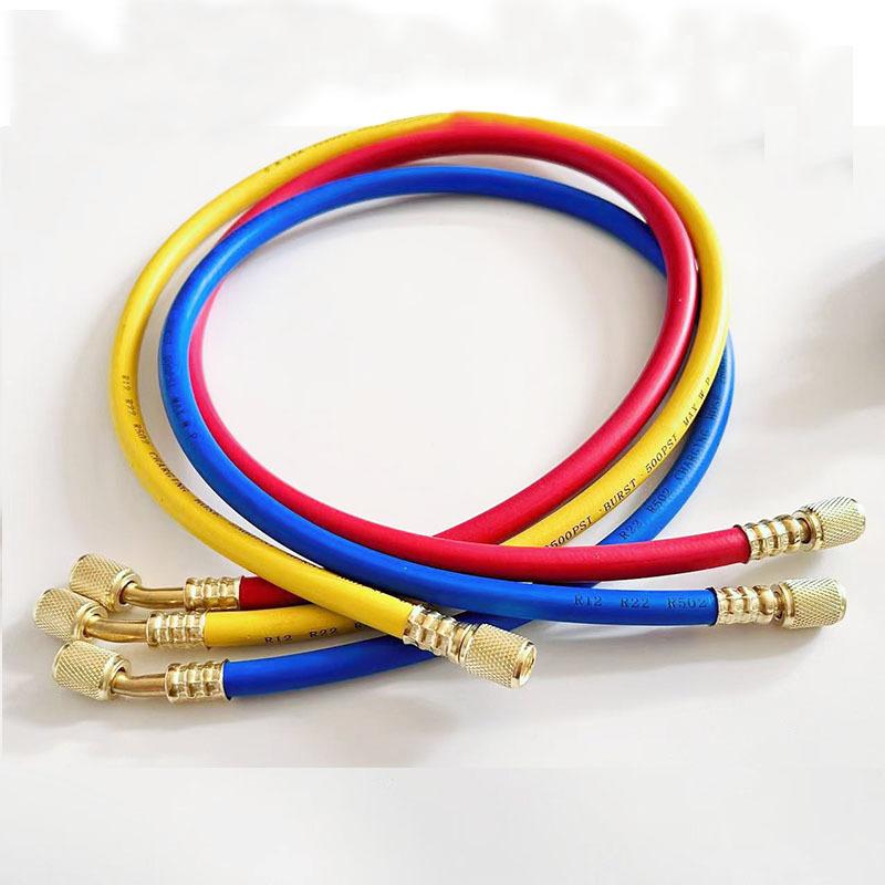 R134a Air Conditioning Pressure Gauge with 3 Hose and Hook A/C Manifold Double Gauge Set Freon For R12 R22 R404A R134a