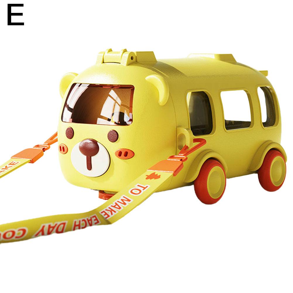 Kids' Bus Water Bottle 16oz Car Water Cup With Straw And Strap, Leak-Proof,Detachable Bus Water Jug Toy For School Sports Travel