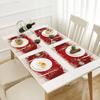 1PC Christmas Linen Meal Mat Themed Table Pad with Snowflake Pattern Insulation Mats Kitchen Decoration Festive Atmosphere
