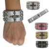 Gothic Stil Strass Armband Schmuck, Modisches Design Diamant PU Leder Handschmuck