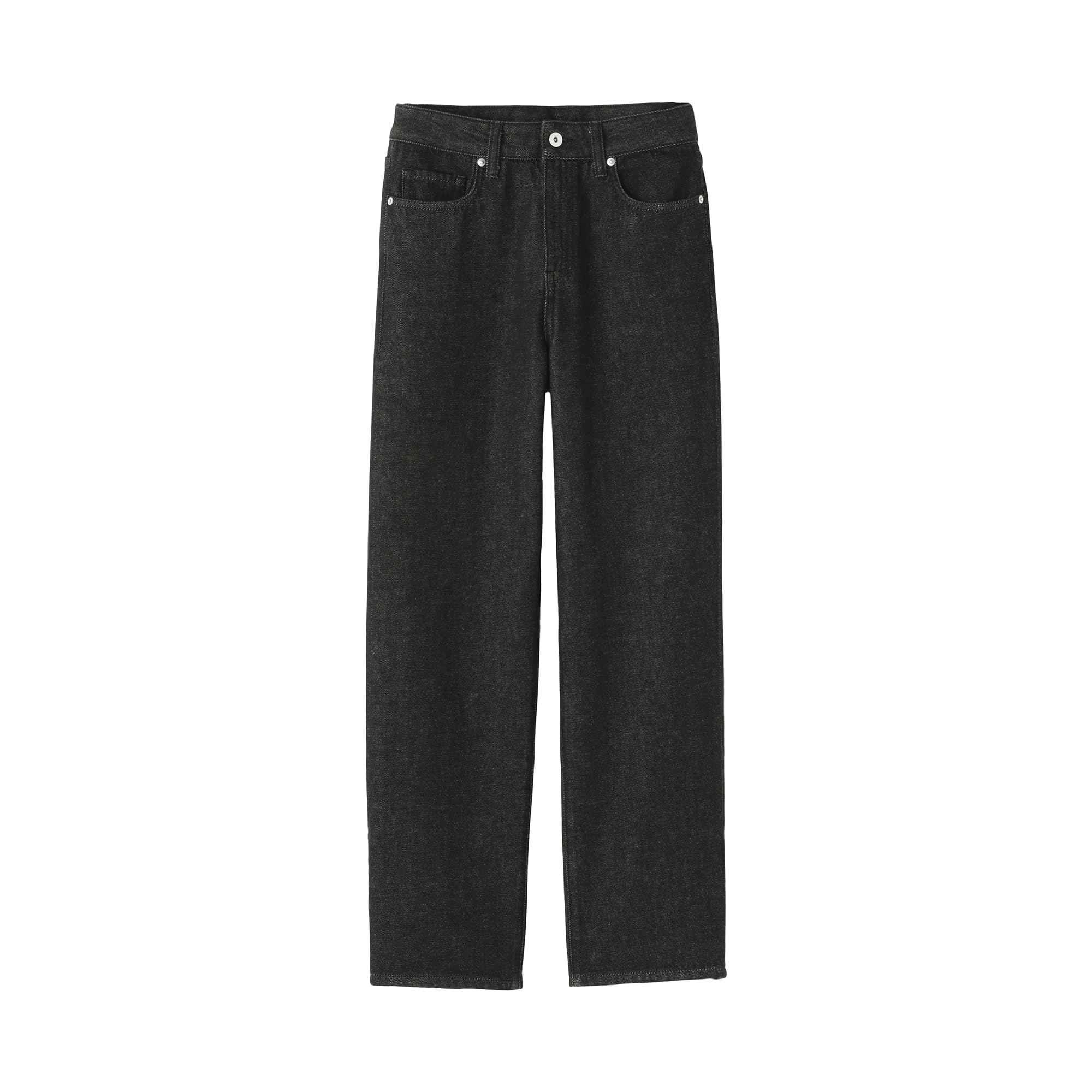 

MUJI Джинсы прямого кроя из денима с добавлением капока, размер 27, женские, BE1TSA5S, черный, длина по внутреннему шву 73,5 см, женские (68,5 см) чёрный