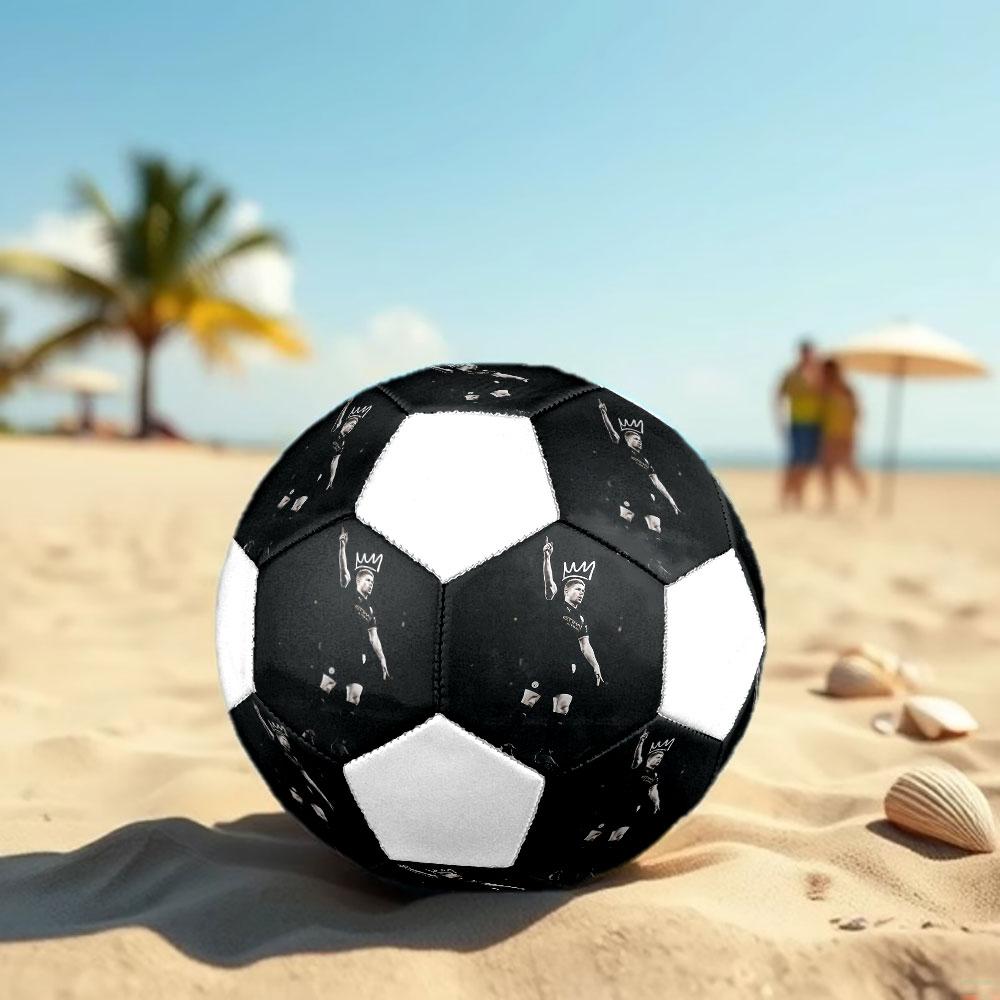 Kevin De Bruyne Printed Size 5 Soccer Ball, Machine-Stitched PVC, Durable & High Bounce, All Ages Fit, Fan Merchandise, Matches & Outdoor Use.