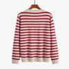 Early Spring Large Size Women's Striped Knitted Cardigan Simple Round Neck Korean Version Thin Age-reducing Sweater 110kg