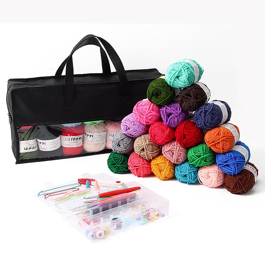 Ergonomic Crochet Hook Set with 40 Color Crochet Yarn Beginner Crochet Hook Set with Knitting Accessories Crochet Bag
