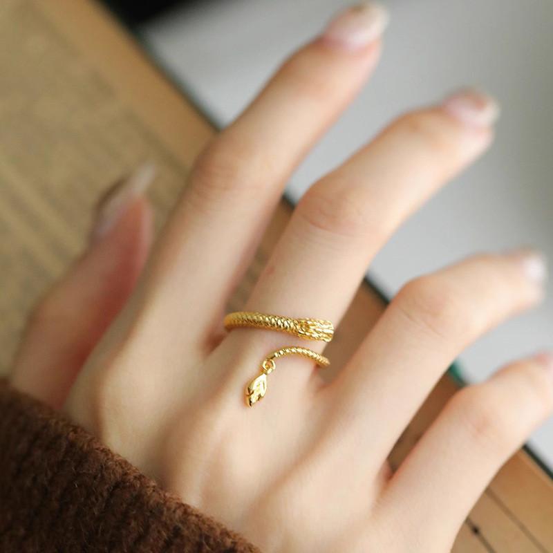 Elegant S925 Silver Dragon Ring For Women With Adjustable Open Design And Chic Style