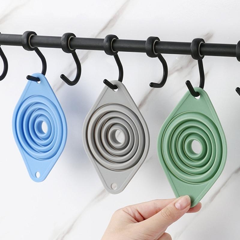 Retractable Kitchens Funnel Leak proof Wide Opening Silicone Materials Compact For Home Camping Cooking Storage