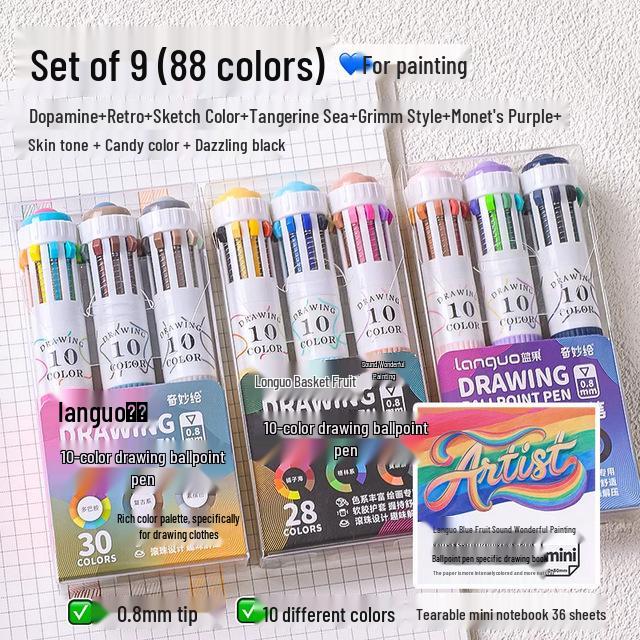 Blue Fruit Multi-Color Gel Pen Set - 30 High-Quality Stackable Press-Type Ballpoint Pens for Journaling
