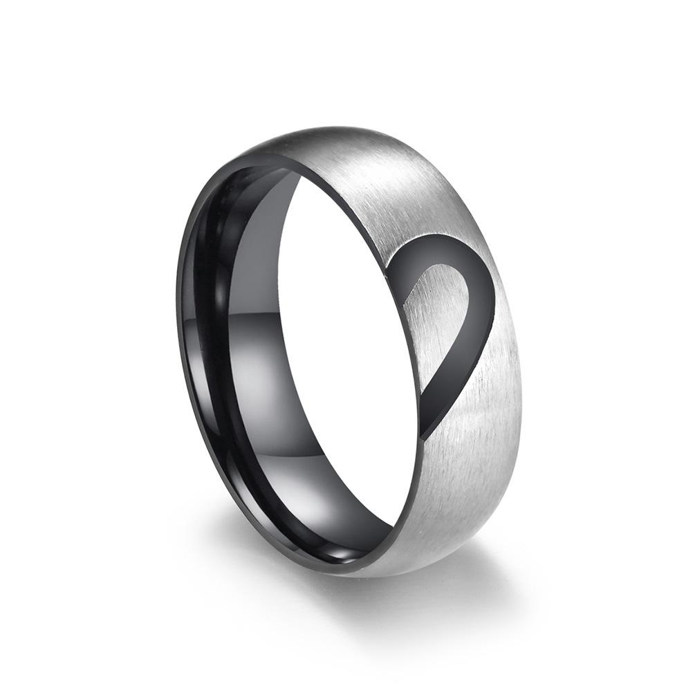 Diamond Studded Heart Shaped Titanium Steel Couples Engagement Ring Proposal and Love Set Zircon Couples Tail Ring