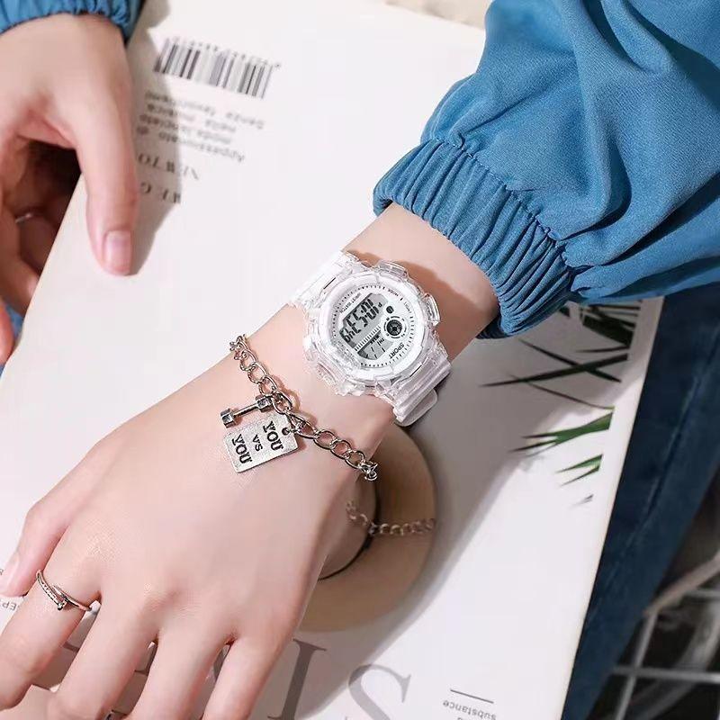 Elektronische Uhr, Transparentes Gehäuse, Mittleres Zifferblatt, Schüleruhr für Damen und Herren