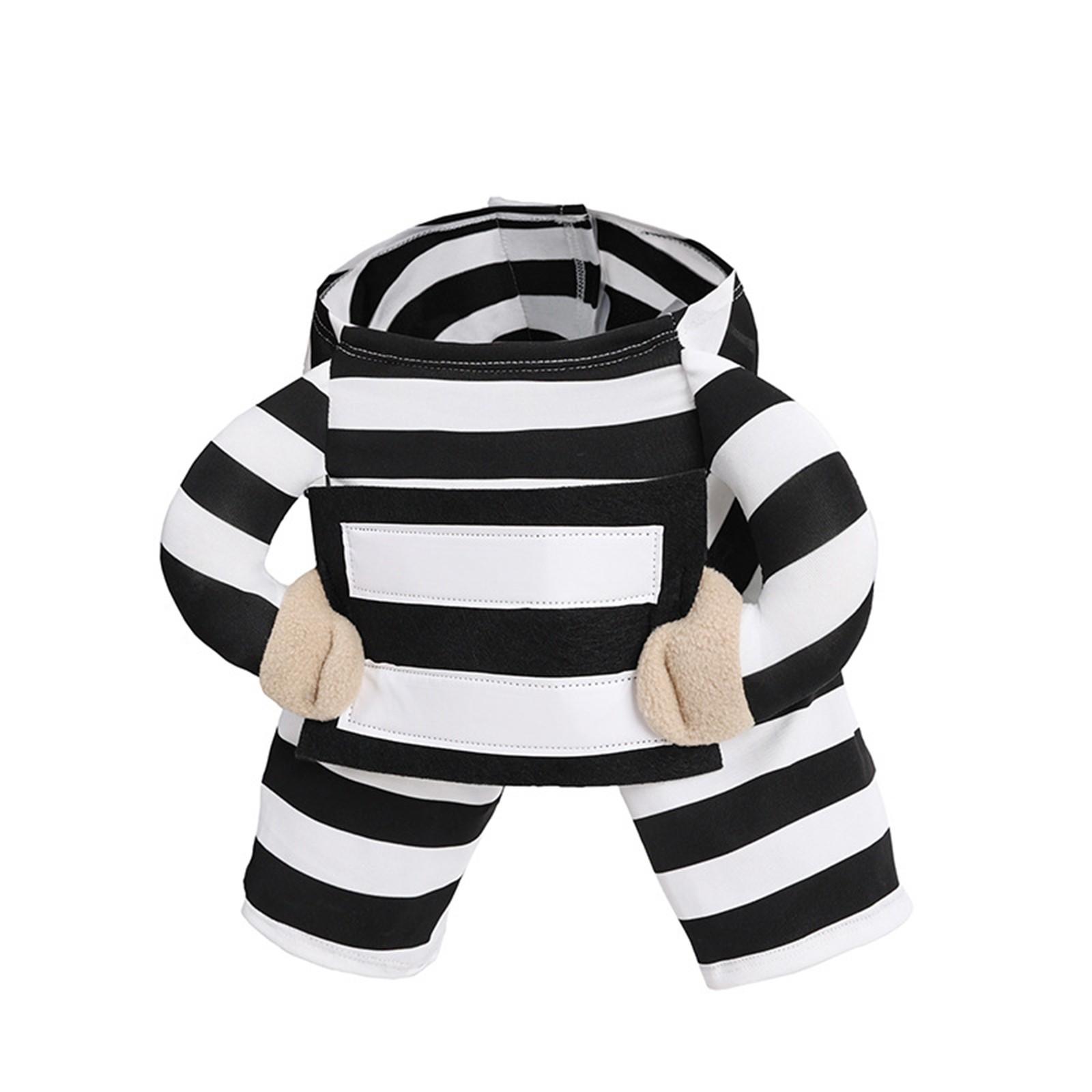 Funny Prisoner Costume for Dogs, Striped Pet Outfit with Arms, Soft and Comfortable Dog Halloween Costume Suit XL