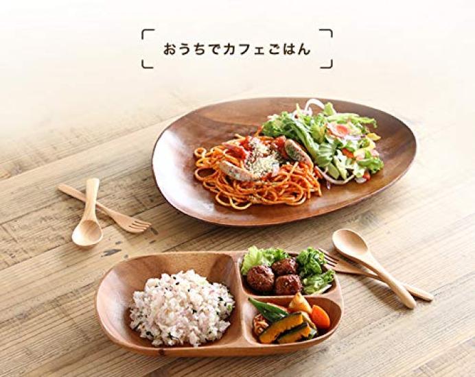 Acacia Tableware One Plate of Dish Divider Wooden Tableware Stylish Plate Acacia Wooden Tableware Wooden Plate Scandinavian Cafe Natural Rectangle