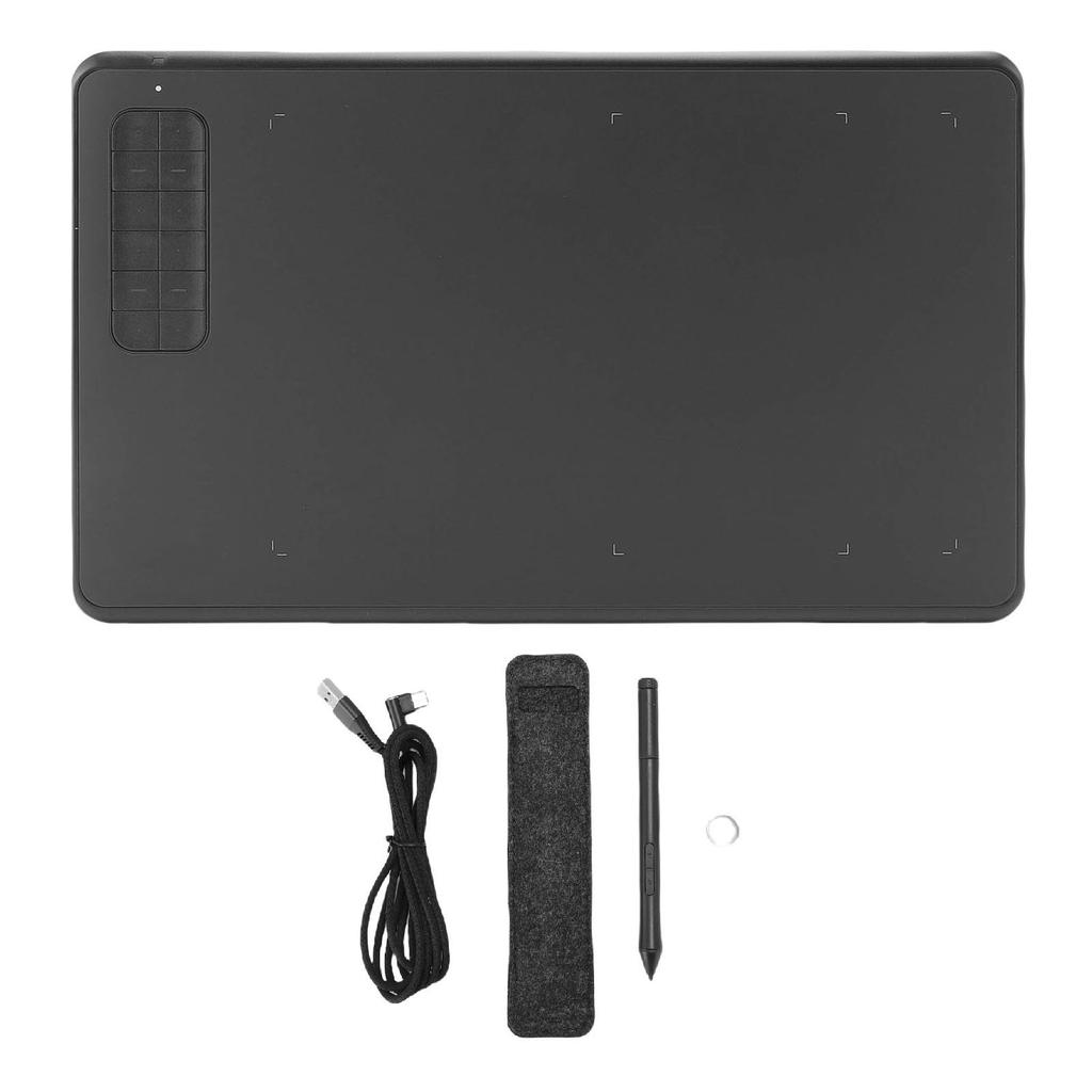 Graphics Drawing Tablet 10x6 Inch Large Area with 8192 Pressure Level Pen 12 Hot Keys Drawing Tablet for Writing Design