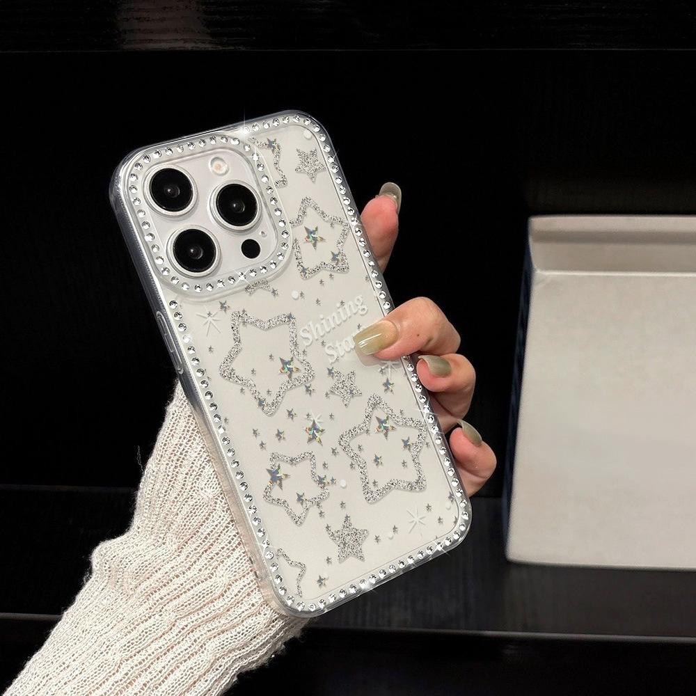 Translucent flash drill is suitable for Apple 17promax mobile phone case transparent soft case iPhone16 large hole 15/14/11