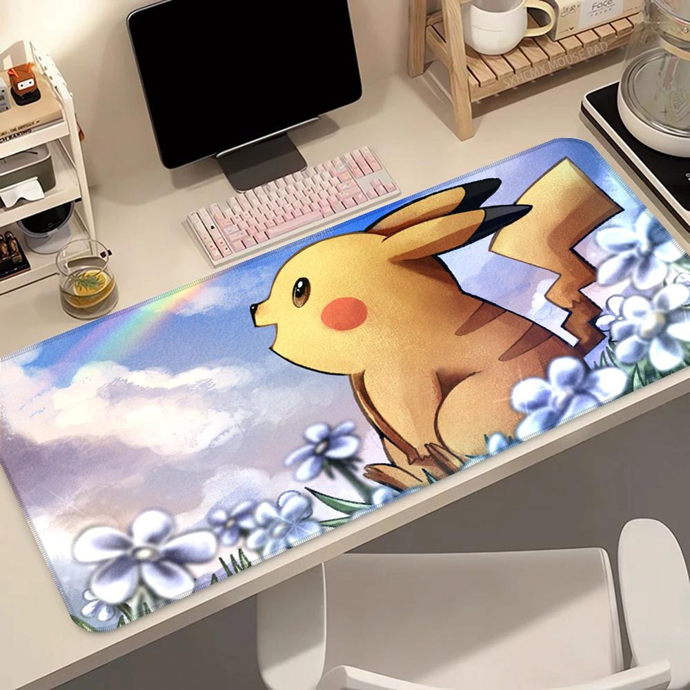 Mouse Pad P-Pokemon Pikachu Lockedge Larger 90x40cm Gaming Accessories Computer Gamer Keyboard Mouse Mat Desk Mousepad For Gift