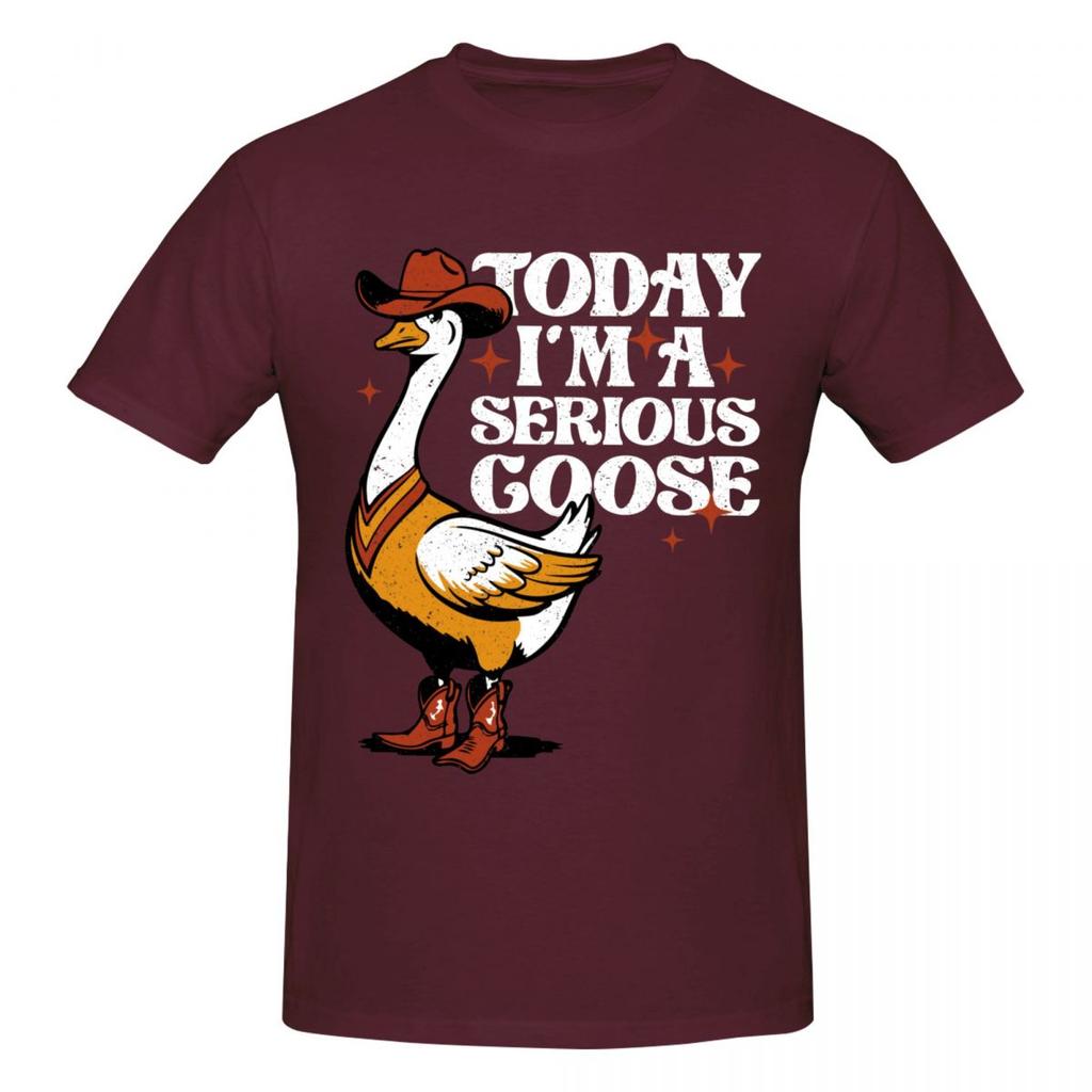 Unisex Today I Am A Serious Goose Funny T Shirt Vintage Big Size Cotton Crewneck Sleeve Shirts