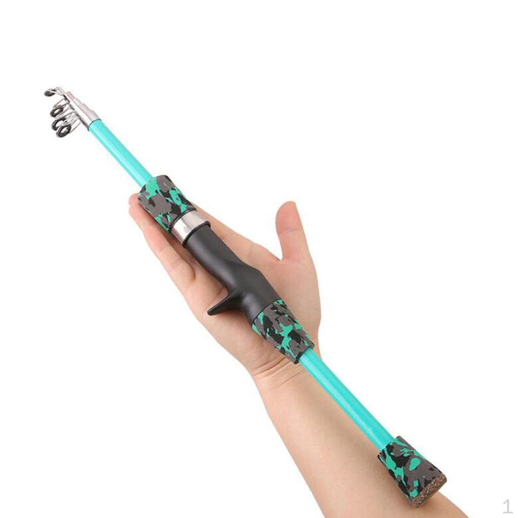 

5/6 Sections Mini Portable Pocket Fishing Rod Telescopic Pole saltwater and freshwater Green 1.3m B
