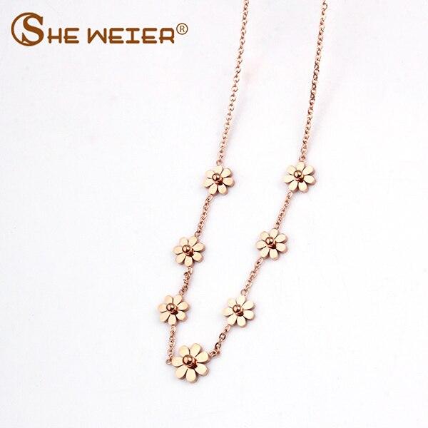 Popular Stainless Steel Flowers Necklaces Pendant Chain Chocker Giveaway For Birthday Gift Idea Girl Women Jewelry Accessory PresentFashion Necklaces