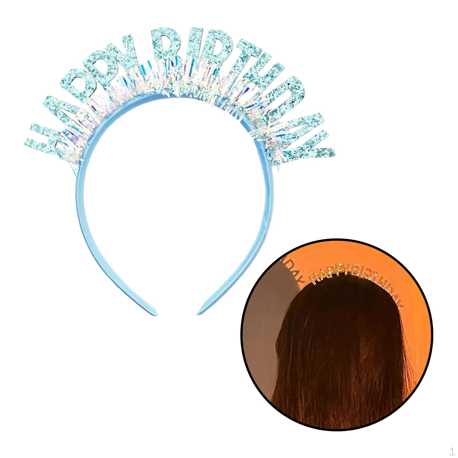 Birthday Girl Headband Tiara Happy Crown for Women, Girls Boys, Party Decorations Blue