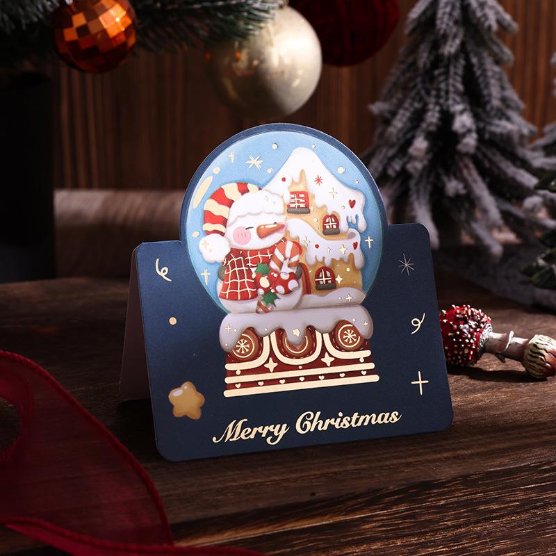 10pcs Merry Christmas Greeting Cards with Santa Claus And Snowman Custom Blank Cards for  Party Invitation New Year Gifts