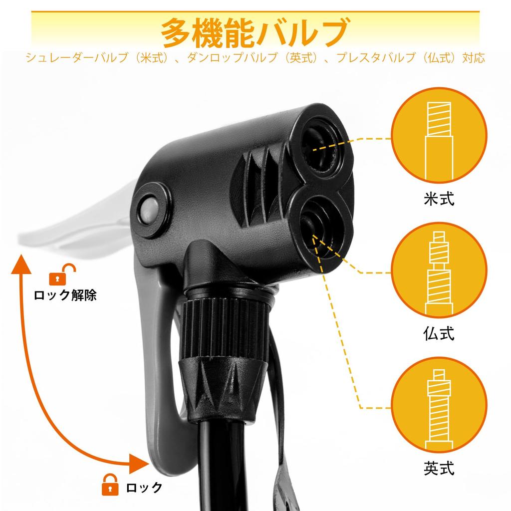 With All HYCLINE Bicycle Pump with Pressure Compatible with American and British Valves Small and Lightweight Floor Pump Extra Long Hose Retractable