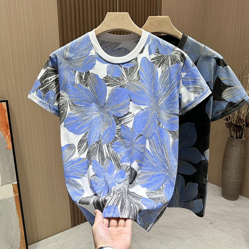 Loose Short-sleeved Thin Versatile Top T-shirt for Men Summer Thin Full-body Printed Casual Breathable Trendy