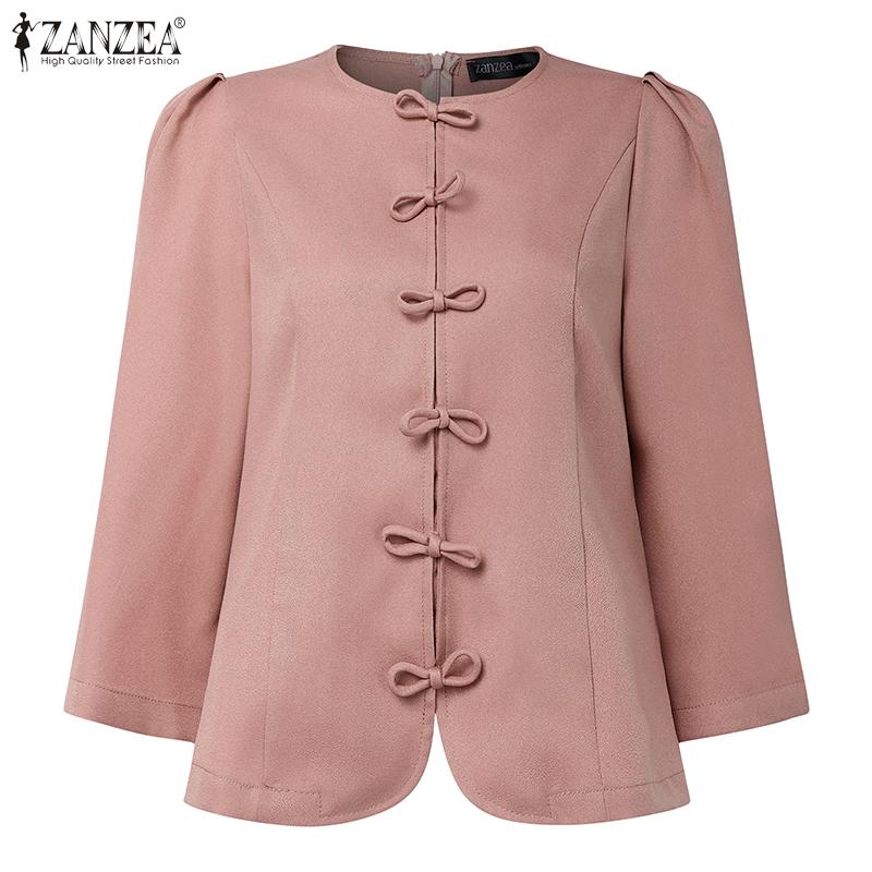 ZANZEA Dámská ležérní halenka s kulatým výstřihem a 3/4 rukávy