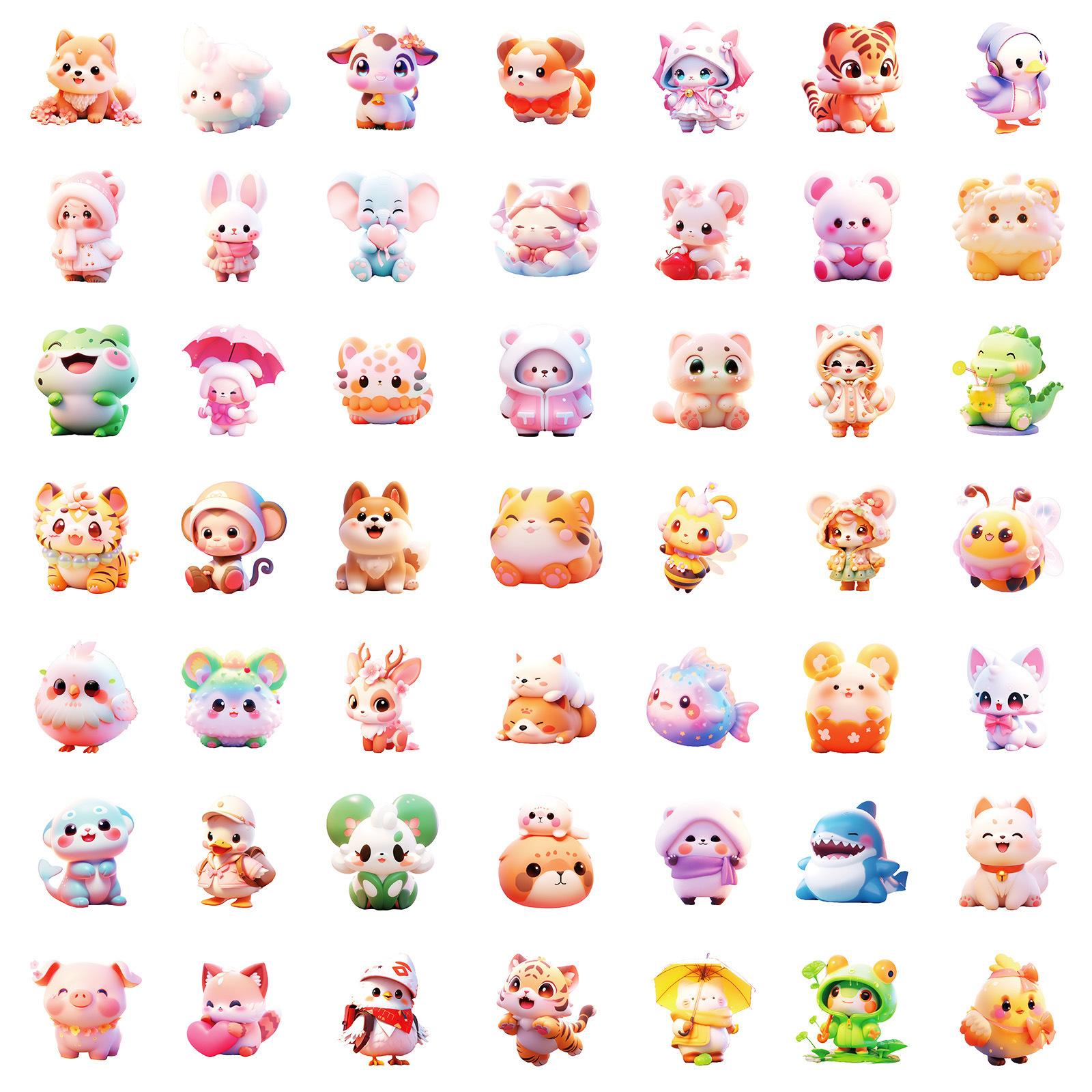 

100 3D Маленькие Животные Мультяшные Милые Наклейки Кит Панда Кот Наклейки DIY Украшение Чемодана Блокнота