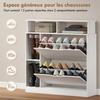 Shoe Cabinet, 2 Drop-Down Drawers, Open Compartments, Adjustable Shelf, White